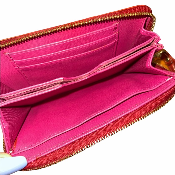 Fossil leather wallet red wristlet zip around - Picture 6 of 6